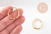 Créoles torsadées acier doré, bijoux doré, oreille percée,sans nickel, boucles acier, 25mm, la paire (G2402)