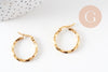 Créoles torsadées acier doré, bijoux doré, oreille percée,sans nickel, boucles acier, 25mm, la paire (G2402)