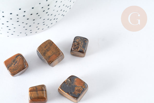 Cube poli Œil de tigre naturel 13-27mm,pierre naturelle lithothérapie, x1, G7581