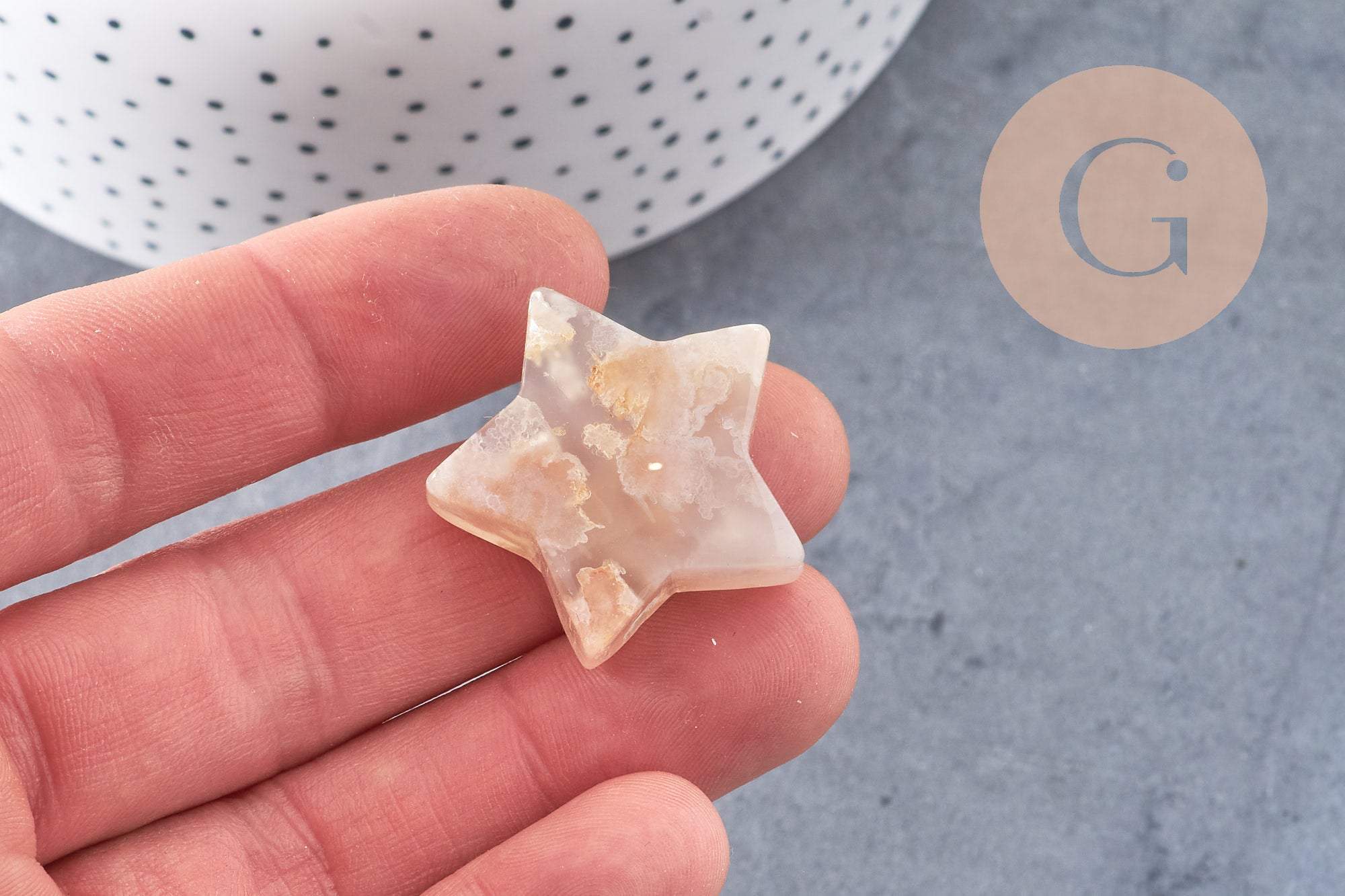 Décorations pour la maison en agate de fleurs de cerisier naturelles, étoiles du nord, x1 G8249