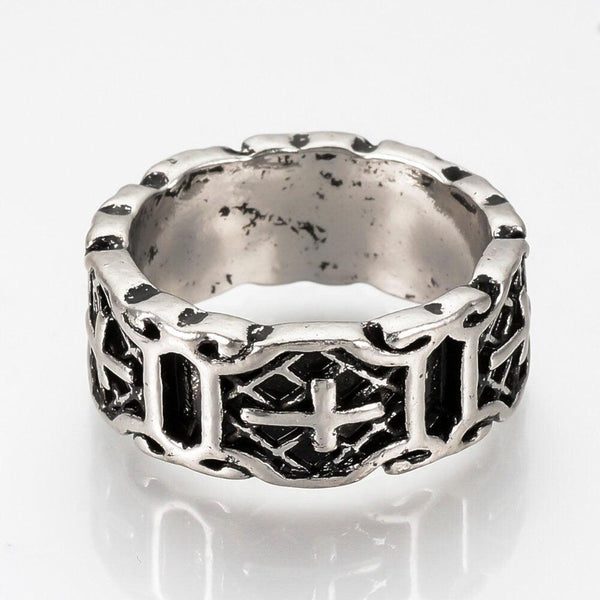 EP Bague croix argenté homme 20mm, x1 (G0764)