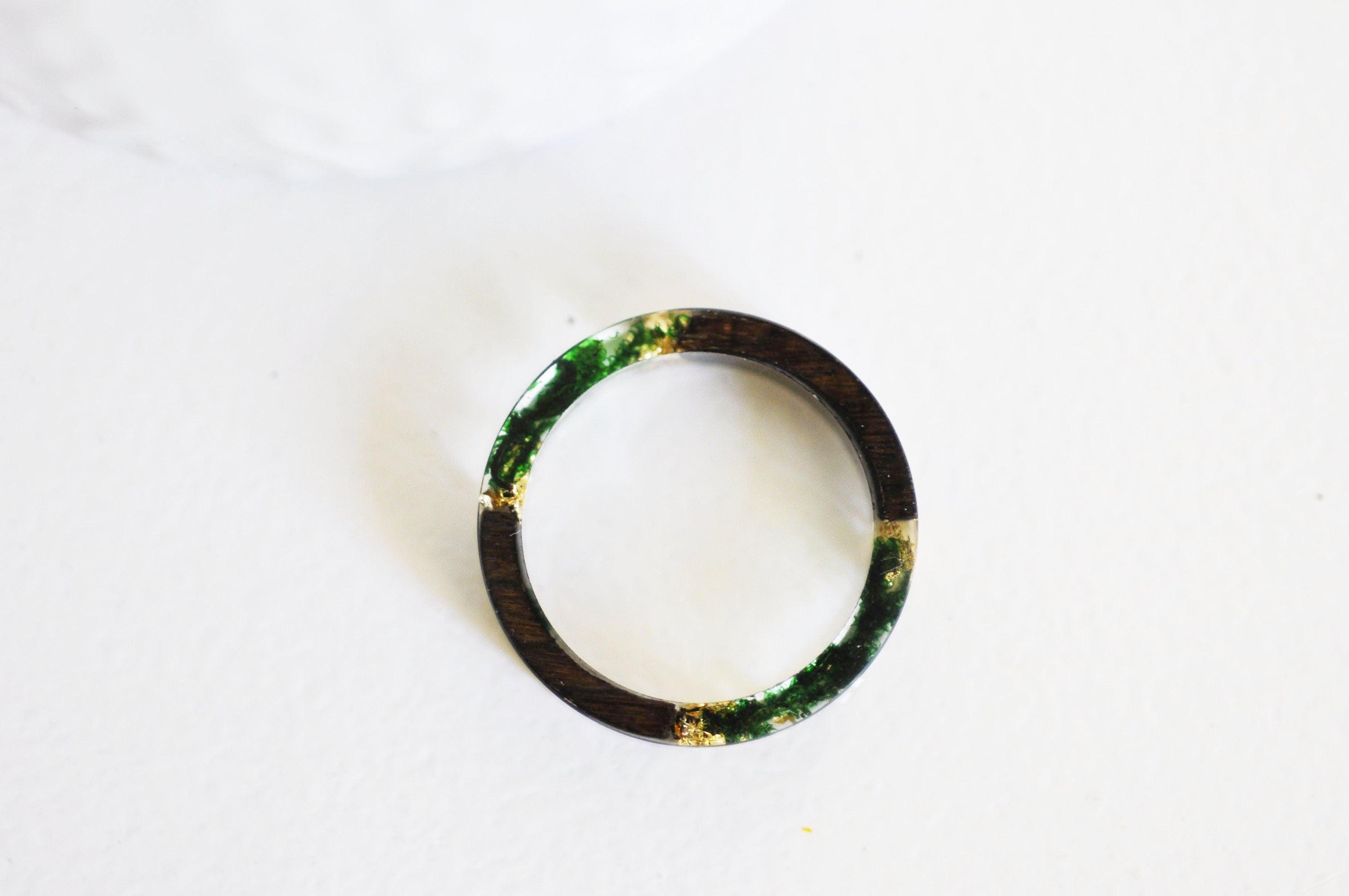 EP Bague ébène bois résine feuille d'or 19mm, x1 (G2341)