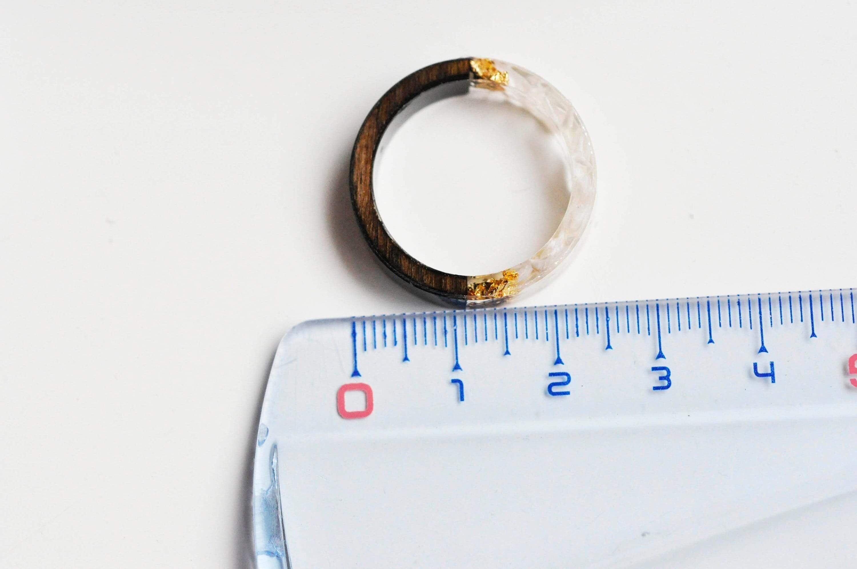EP-Bague ébène bois résine feuille d'or 19mm, x1 (G4646)