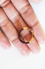 EP Bague ébène bois résine feuille d'or jaune 17.5mm, x1 (G1823)