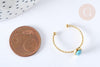 EP-Bague fine réglable pierre turquoise acier doré inoxydable Taille 54, x1 (G7029)