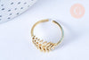 EP-Bague réglable feuille de palme acier doré Taille 54, x1 (G6409)