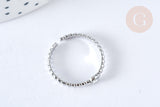 EP-Bague réglable fine zircon acier inoxydable argent 304 Taille 63, x1 (G7057)