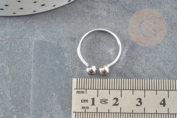 EP-Bague réglable finition boule argent 925 massif 20mm, x1 (G9143)