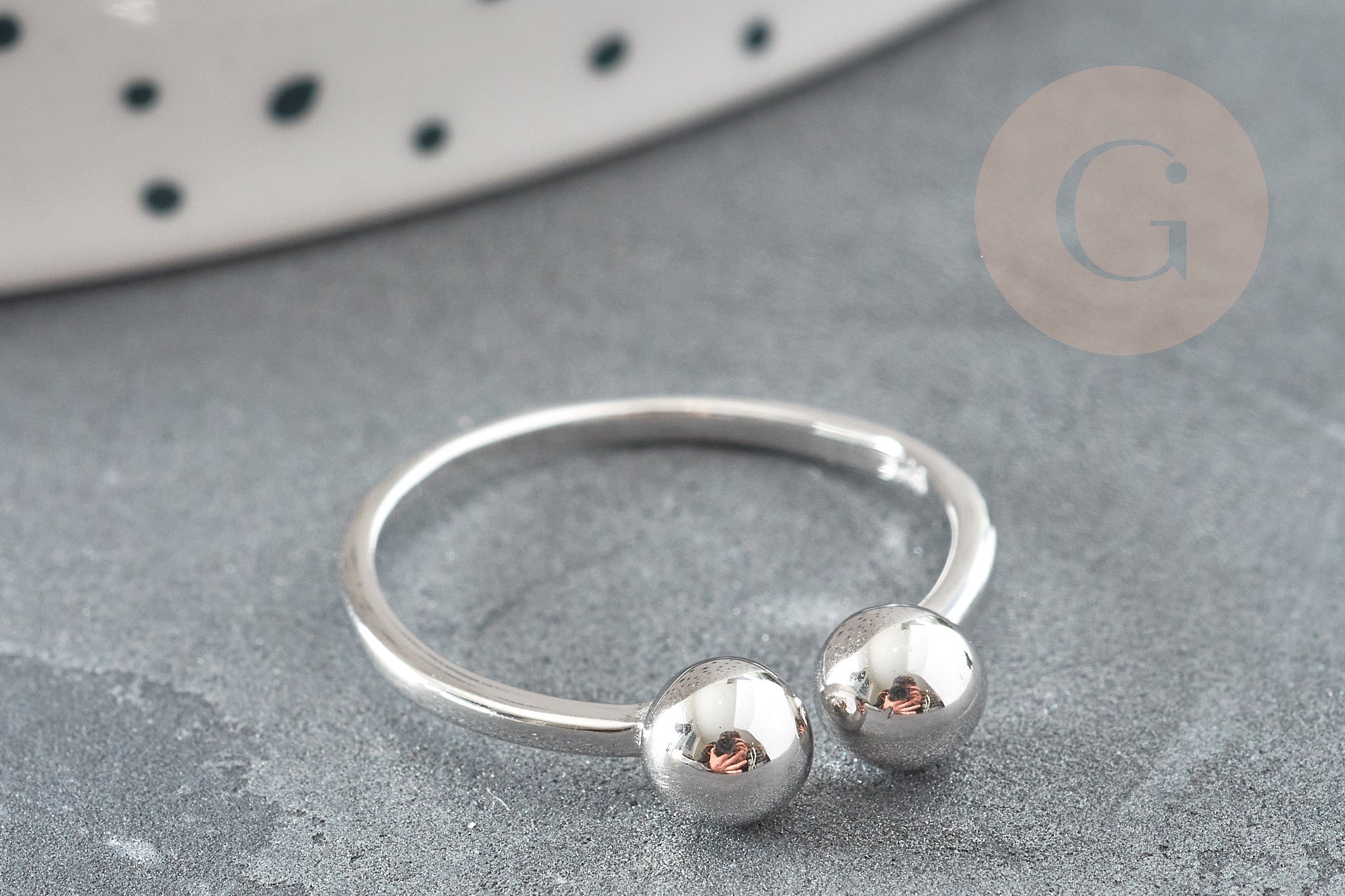 EP-Bague réglable finition boule argent 925 massif 20mm, x1 (G9143)