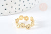 EP-Bague réglable fleurs marguerites acier doré 304 inoxydable IP taille 54, x1 (G8469)