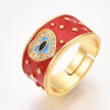 EP-Bague réglable laiton doré émail rouge oeil protecteur 18mm, x1 (G4248)