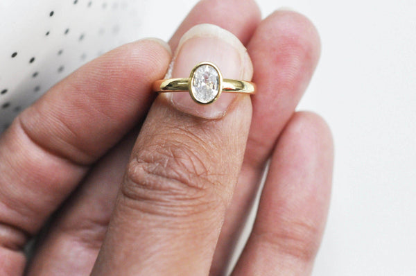 EP Bague réglable laiton doré zircon 17mm, x1 (G3455)