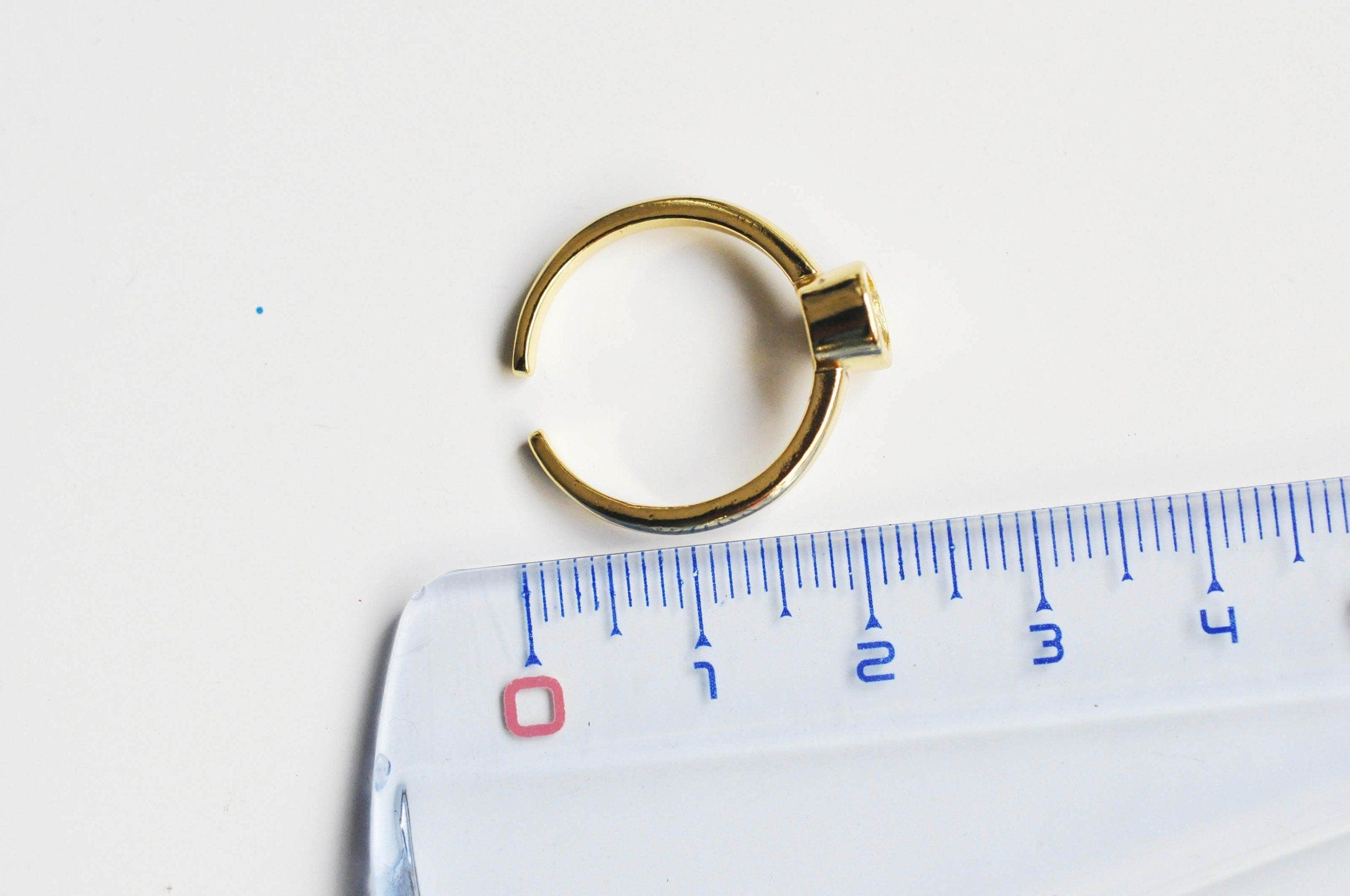 EP Bague réglable laiton doré zircon 17mm, x1 (G3455)