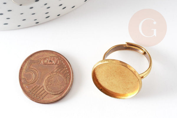 EP-Bague réglable pour cabochon 18mm laiton brut, x5 (G1904)