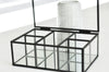 EP Boite à bijoux en verre métal noir rectangle,rangement bijoux, boite verre vintage décoration minimaliste, boîte verre, 18cm,G4886