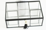 EP Boite à bijoux en verre métal noir rectangle,rangement bijoux, boite verre vintage décoration minimaliste, boîte verre, 18cm,G4886