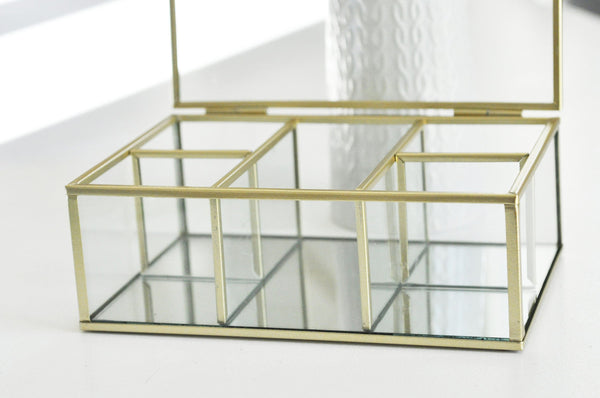 EP Boite à bijoux en verre rectangle,rangement bijoux, boite verre vintage, boîte décoration, décoration minimaliste, boîte verre, 18cm,G3258