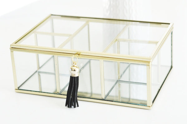 EP Boite à bijoux en verre rectangle,rangement bijoux, boite verre vintage, boîte décoration, décoration minimaliste, boîte verre, 18cm,G3258