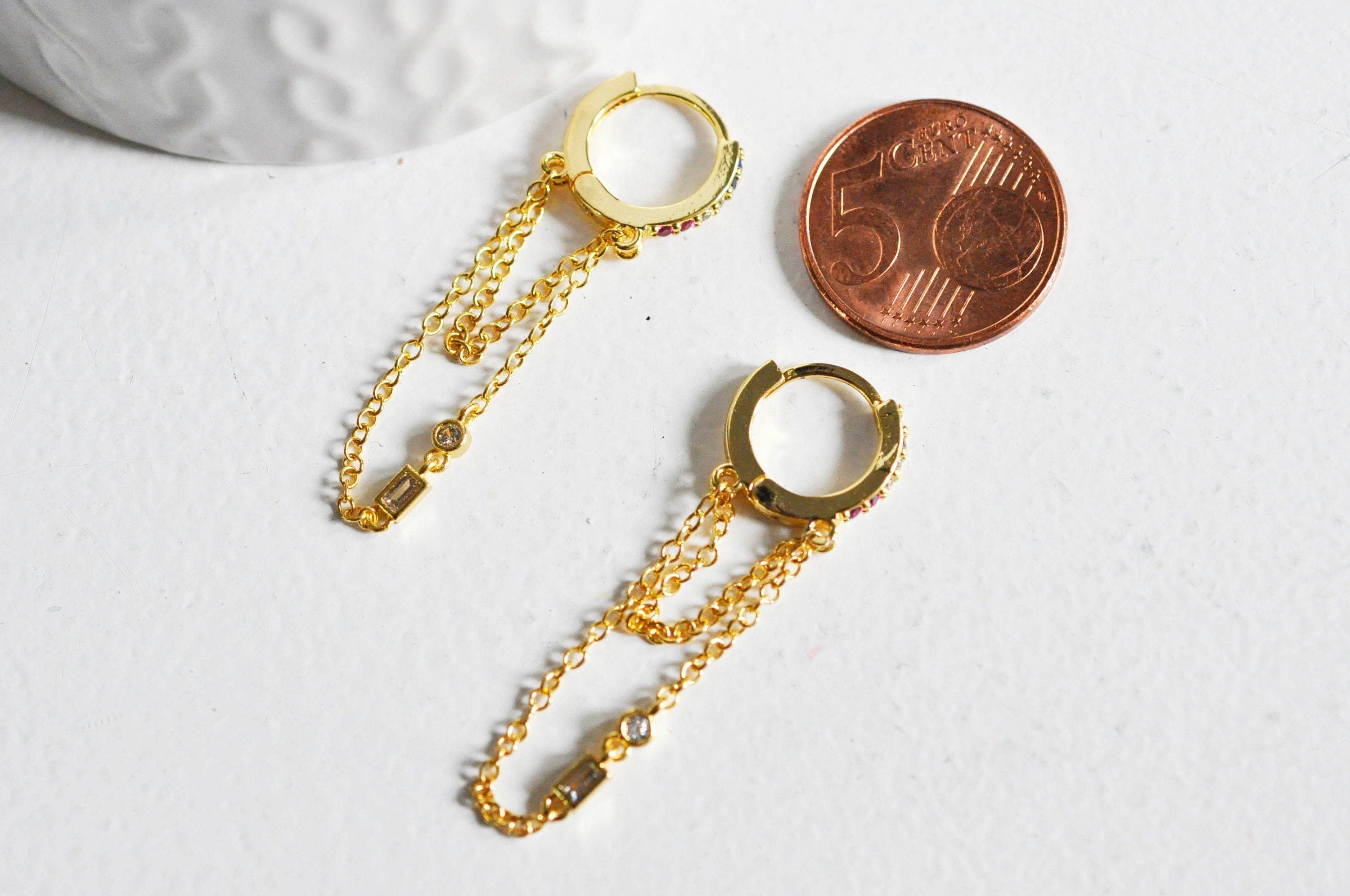 EP Boucles d'oreilles créoles en laiton avec zircons cubiques, x2 (G3777)