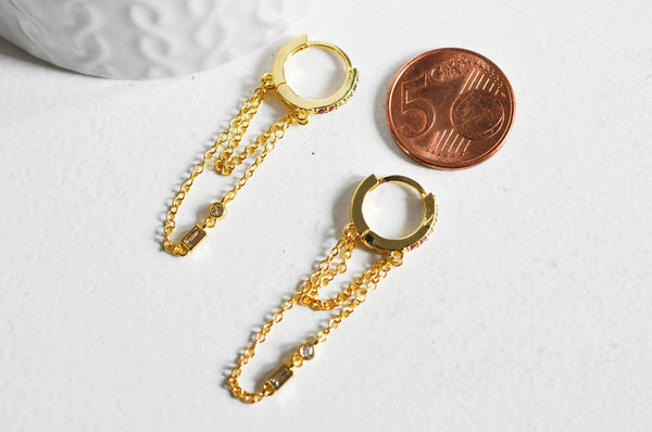 EP Boucles d'oreilles créoles en laiton avec zircons cubiques, x2 (G3777)