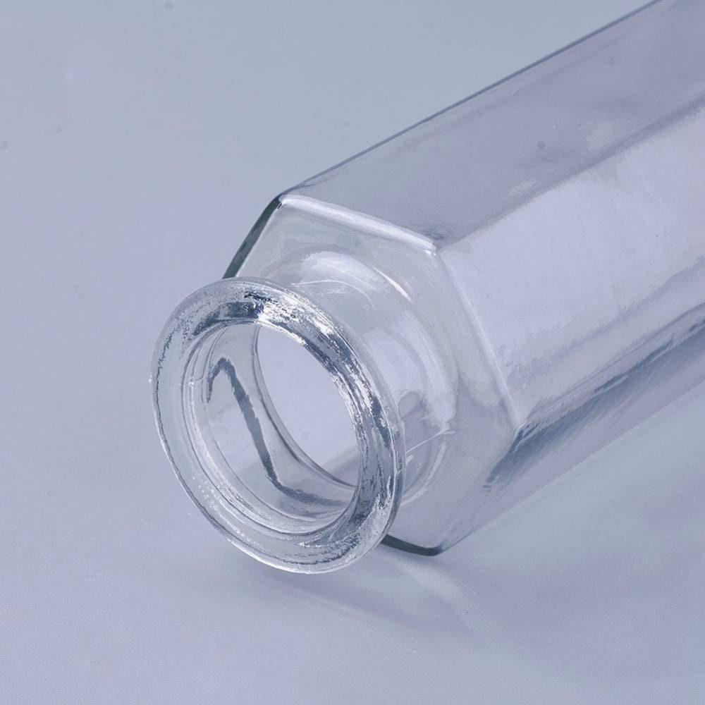 EP Bouteille hexagonale verre 19x5cm, x1 (G0208)