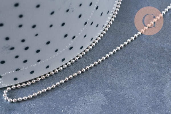 EP Bracelet chaine de cheville boule très fine argent 925 massif 22.8cm, chaine en argent pour création bijoux, x1 G8228