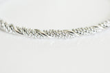 EP Bracelet jonc réglable finition or blanc tressé 65x55mm, x1 (G2586)