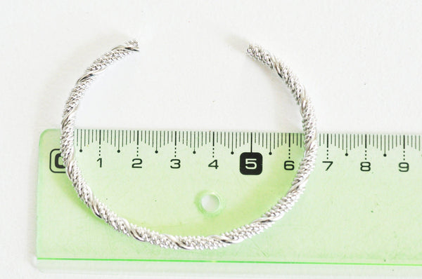 EP Bracelet jonc réglable finition or blanc tressé 65x55mm, x1 (G2586)