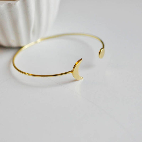 EP Bracelet jonc réglable lune 14k, fournitures créatives, laiton doré 14K, bracelet fantaisie, fabrication bijoux, bracelet doré, 64mm