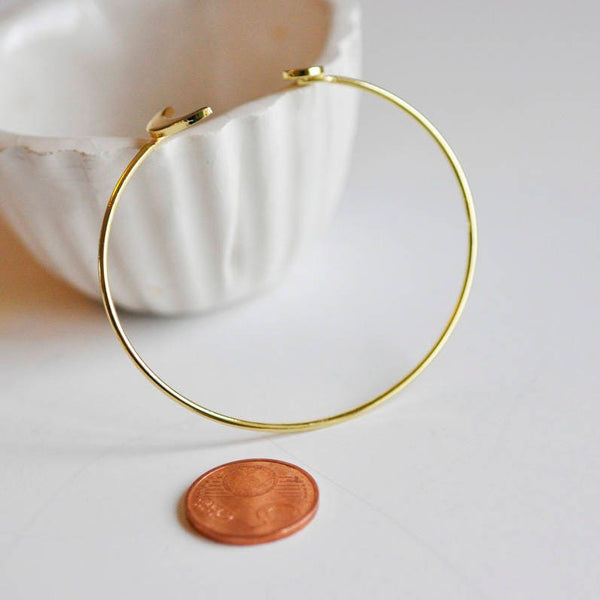 EP Bracelet jonc réglable lune 14k, fournitures créatives, laiton doré 14K, bracelet fantaisie, fabrication bijoux, bracelet doré, 64mm