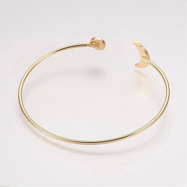 EP Bracelet jonc réglable lune 14k, fournitures créatives, laiton doré 14K, bracelet fantaisie, fabrication bijoux, bracelet doré, 64mm