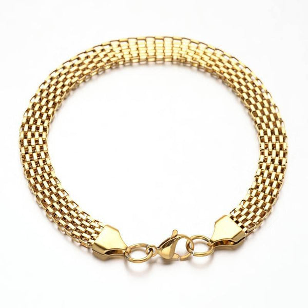 EP Bracelet maille acier doré 14k, bracelet doré,création bijoux,bracelet acier doré,sans nickel,bracelet acier chirurgical, 23cm G354