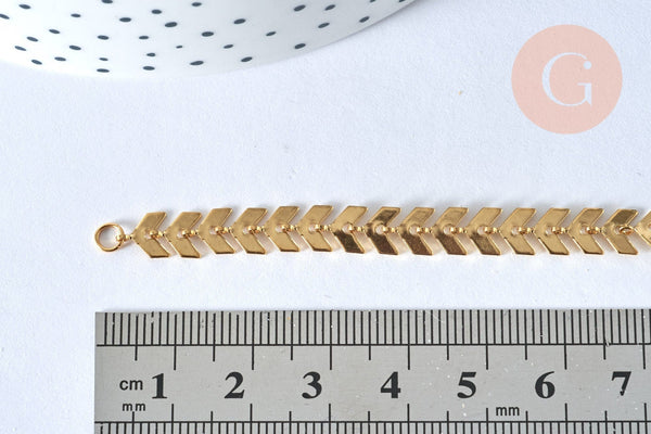 EP Bracelet réglable arrête de poisson acier inoxydable doré 14k 16cm, x1 G5969