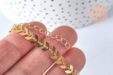 EP Bracelet réglable arrête de poisson acier inoxydable doré 14k 16cm, x1 G5969
