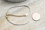 EP -Bracelet tressé coton blanc or acier doré 14k / 20.5cm, x1 G6744