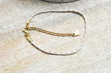 EP -Bracelet tressé coton blanc or acier doré 14k, bracelet doré,création bijoux,bracelet acier inoxydable sans nickel,20.5cm, x1 G6744