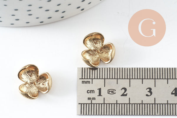 EP-Breloque fleur laiton brut 14mm, x2 G0441