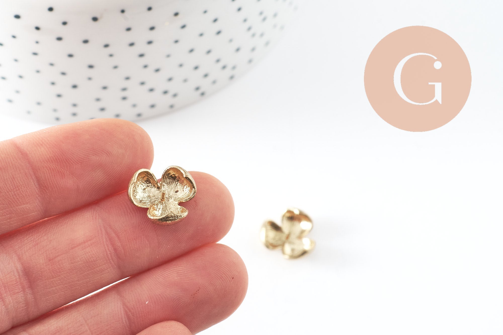 EP-Breloque fleur laiton brut 14mm, x2 G0441