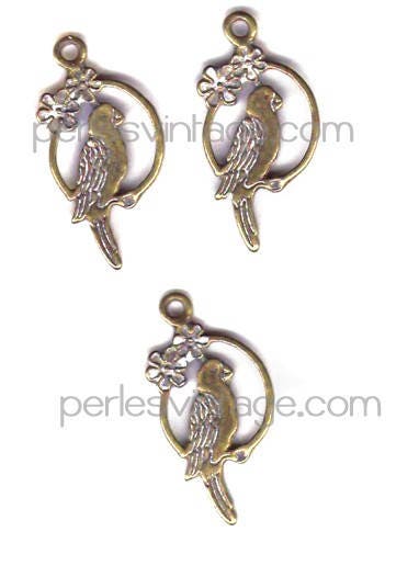 EP Breloques métal perroquet bronze,fourniture bijoux, pendentif oiseau bronze, fourniture créative, pendentif bronze, 2.8cm,x 2-G944