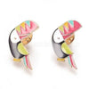 EP-Broche pins Oiseau toucan doré émail multicolore 31x22mm, x1 (G5954)