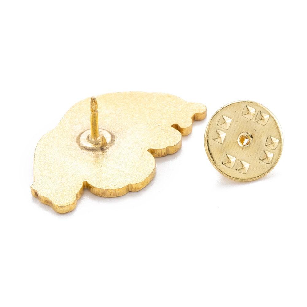 EP-Broche pins ours motif végétal doré émail noir violet 30x18mm, x1 G5537