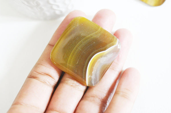 EP Cabochon carré agate jaune, cabochon pierre Bijou pierre naturelle, cabochon agate naturelle,39mm x1 G5058