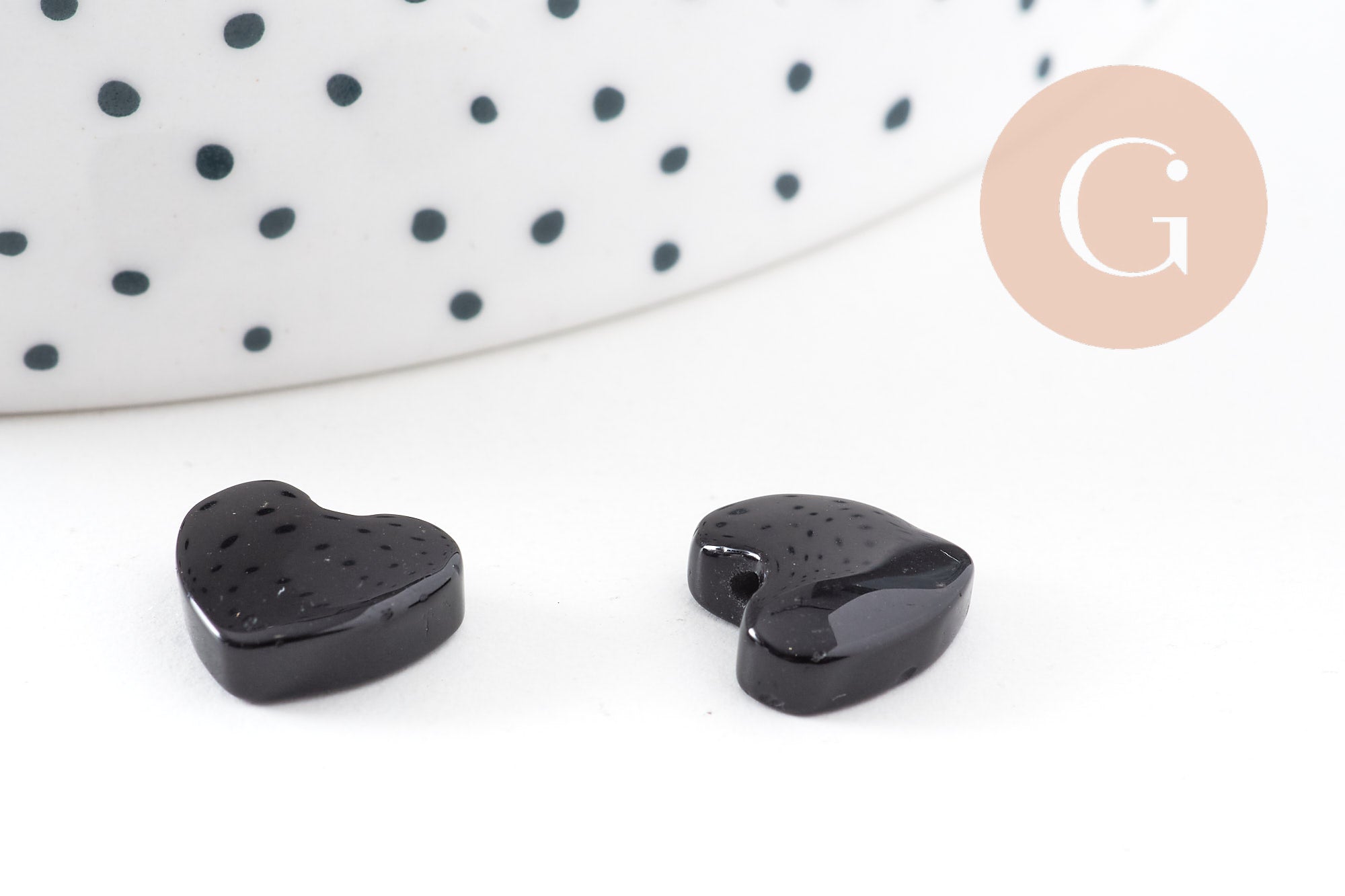 EP-Cabochon coeur obsidienne naturelle 10-12mm, x1 (G4125)