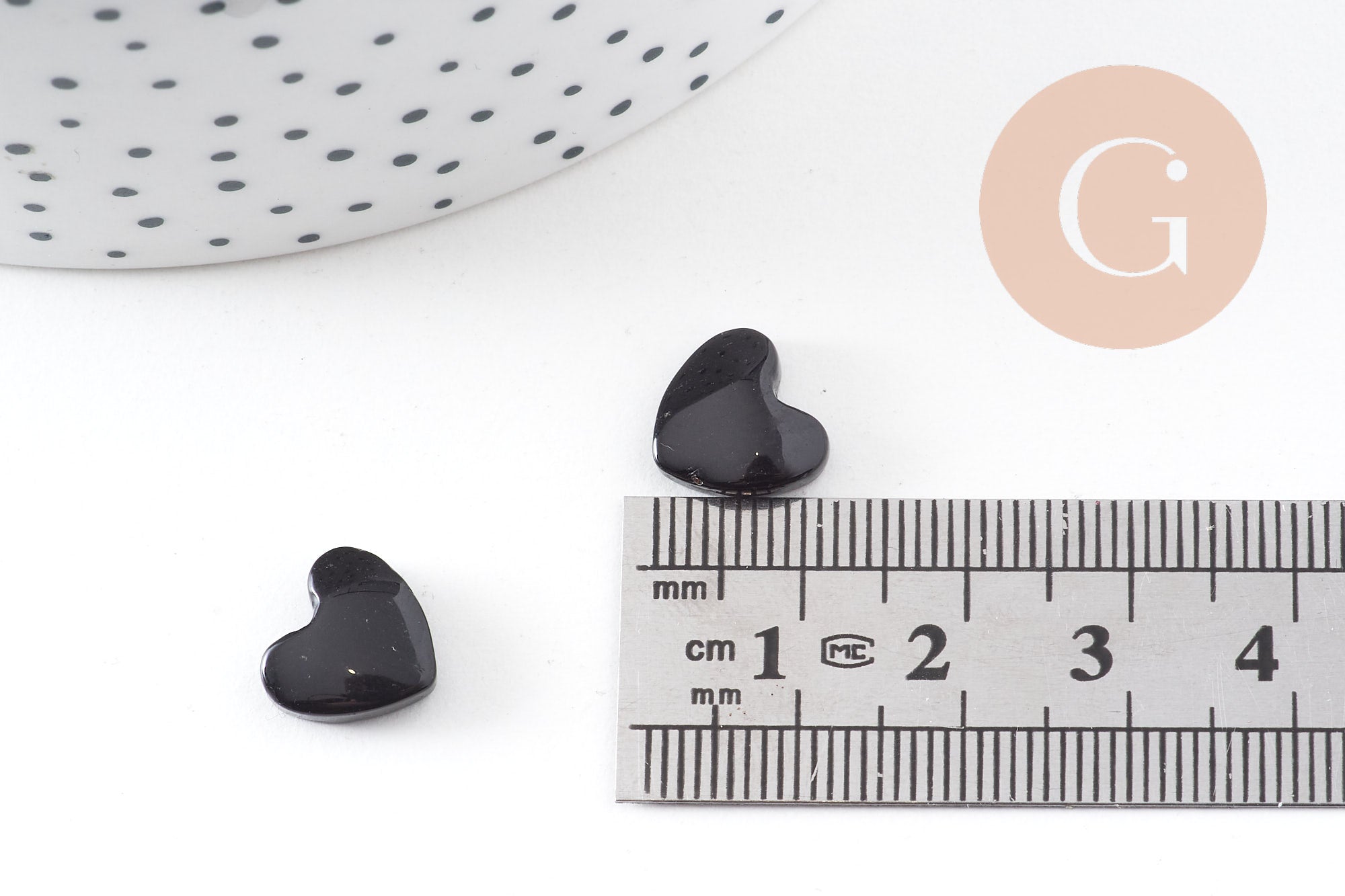 EP-Cabochon coeur obsidienne naturelle 10-12mm, x1 (G4125)