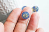 EP-Cabochon disque résine translucide bleu paillette, cabochon pour création bijoux, 13mm, x5 G3797