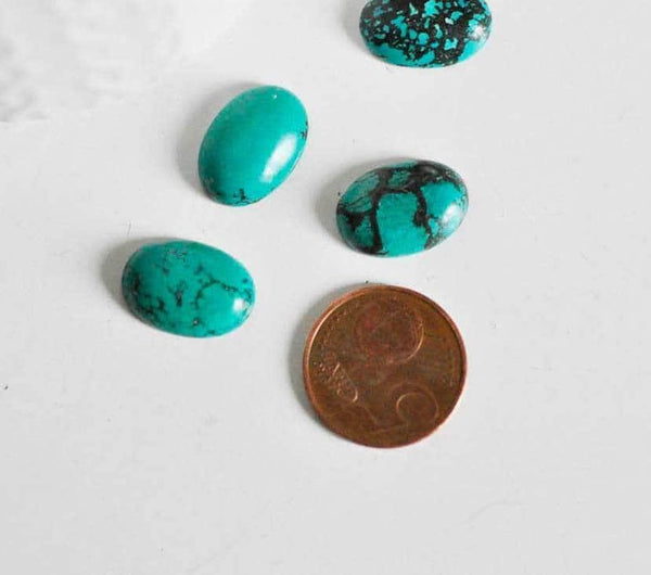EP Cabochon howlite turquoise 12 x17mm,pierre naturelle, cabochon ovale -G161