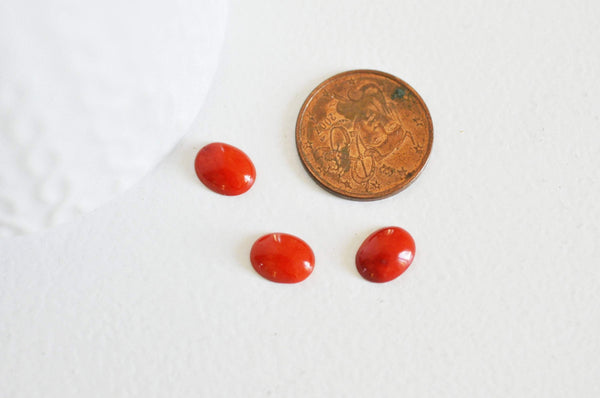 EP Cabochon ovale corail naturel rouge 10x8mm, x1 (G0983)