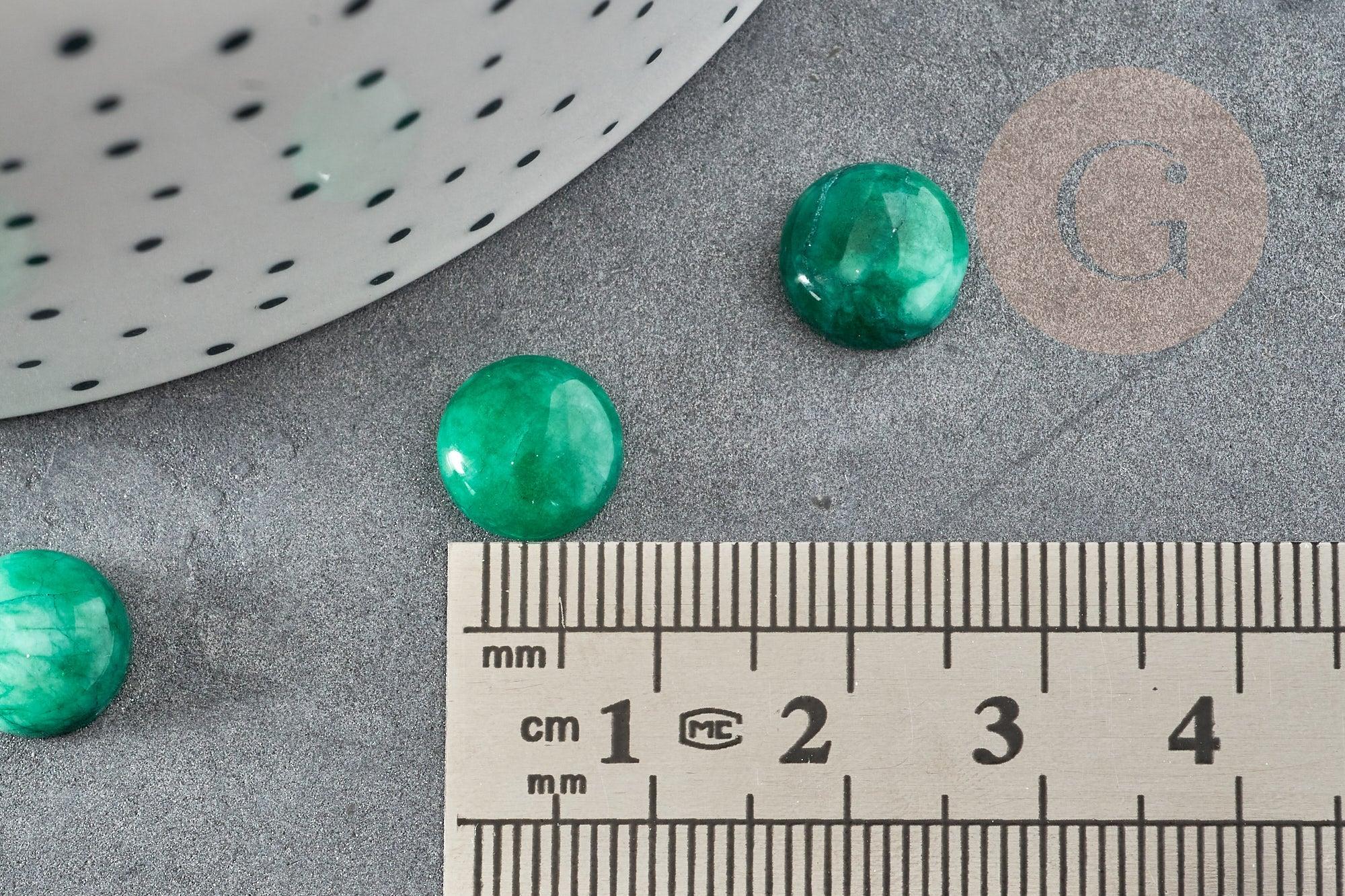 Cabochon rond agate naturelle verte 10mm, x1 (G2646)