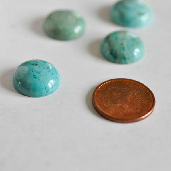 EP Cabochon rond turquoise verte naturelle 16mm, x1,G699