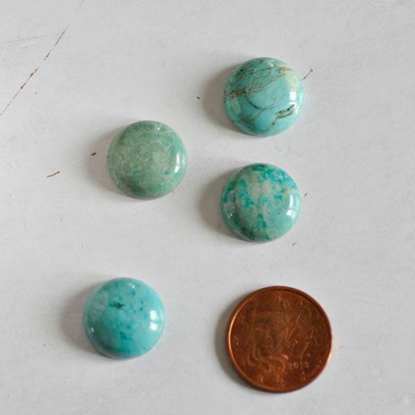 EP Cabochon rond turquoise verte naturelle 16mm, x1,G699